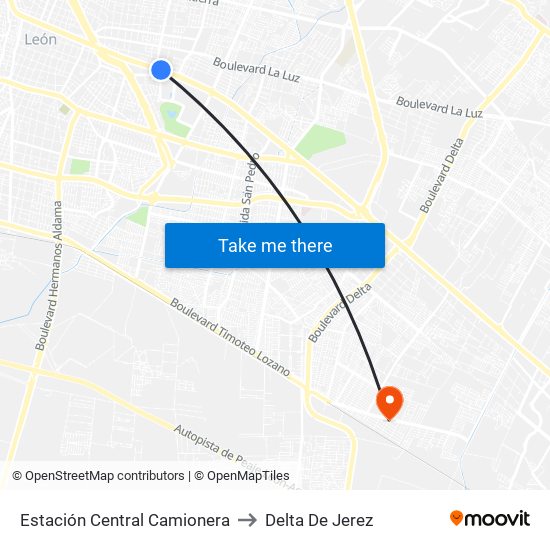 Estación Central Camionera to Delta De Jerez map