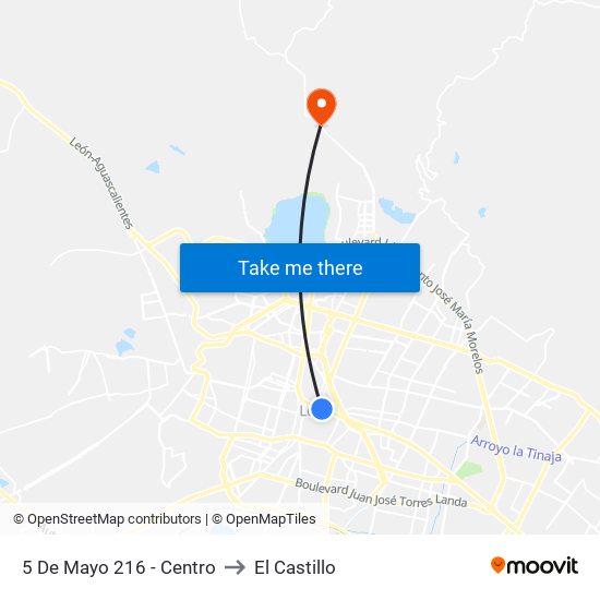 5 De Mayo 216 - Centro to El Castillo map