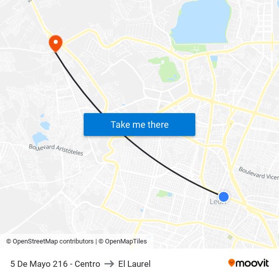5 De Mayo 216 - Centro to El Laurel map