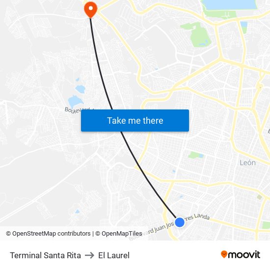 Terminal Santa Rita to El Laurel map