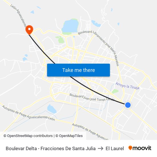 Boulevar Delta -  Fracciones De Santa Julia to El Laurel map