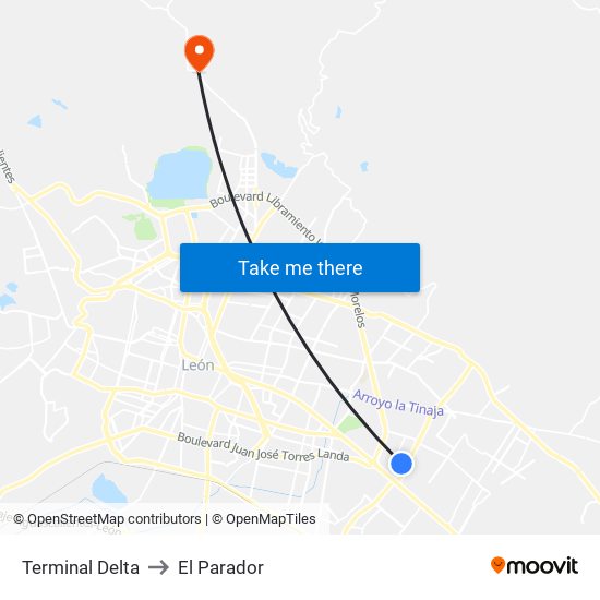 Terminal Delta to El Parador map