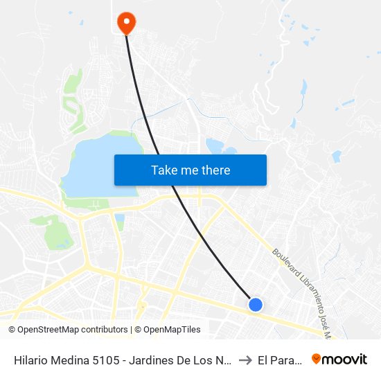 Hilario Medina 5105 -  Jardines De Los Naranjos to El Parador map