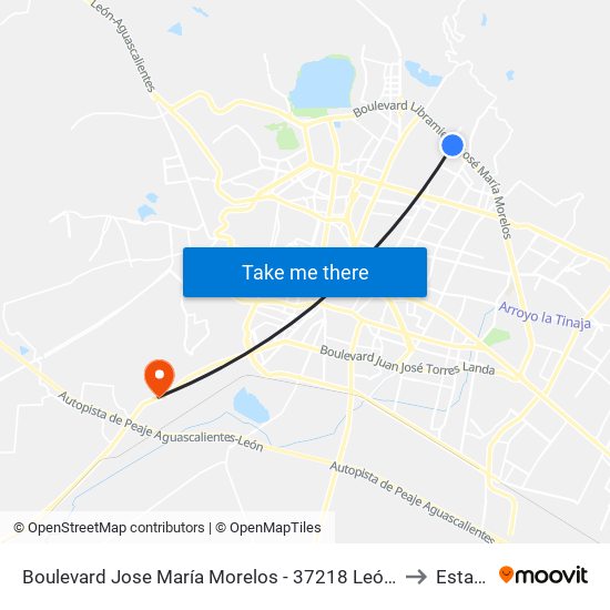 Boulevard Jose María Morelos -  37218 León De Los Aldama to Estancia map