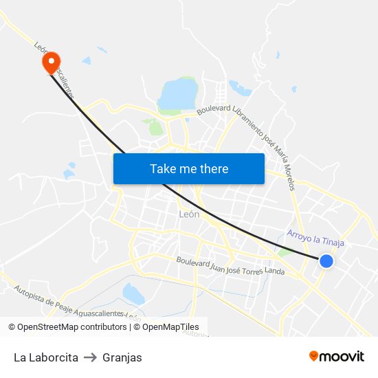 La Laborcita to Granjas map