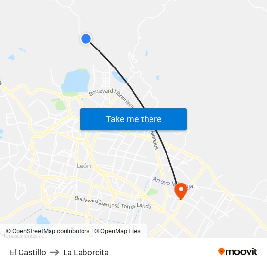 El Castillo to La Laborcita map