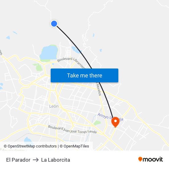 El Parador to La Laborcita map