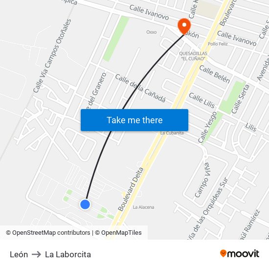 León to La Laborcita map
