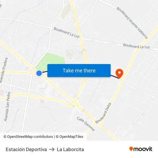 Estación Deportiva to La Laborcita map