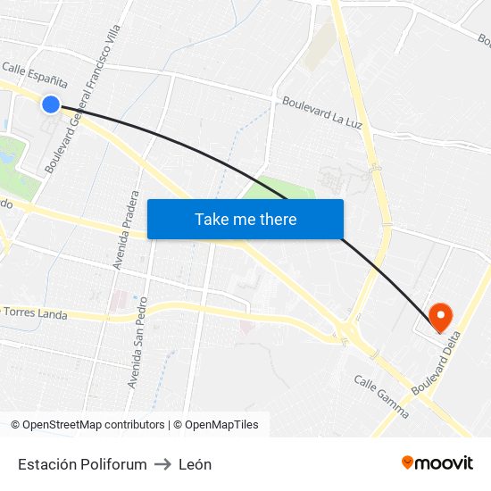 Estación Poliforum to León map