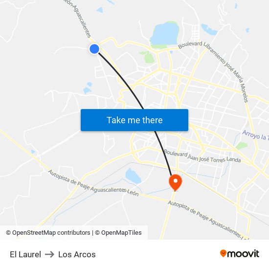 El Laurel to Los Arcos map