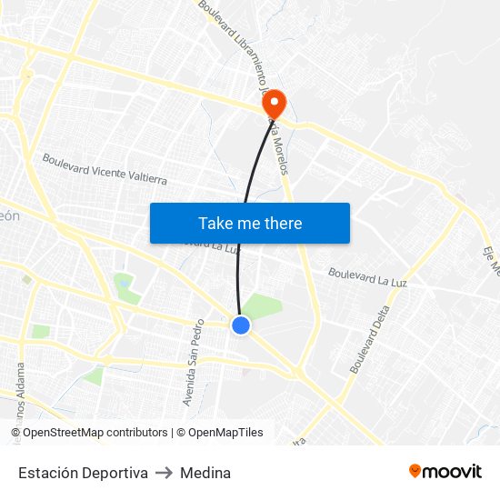 Estación Deportiva to Medina map