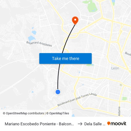Mariano Escobedo Poniente - Balcones Del Mirador to Dela Salle Bajio map