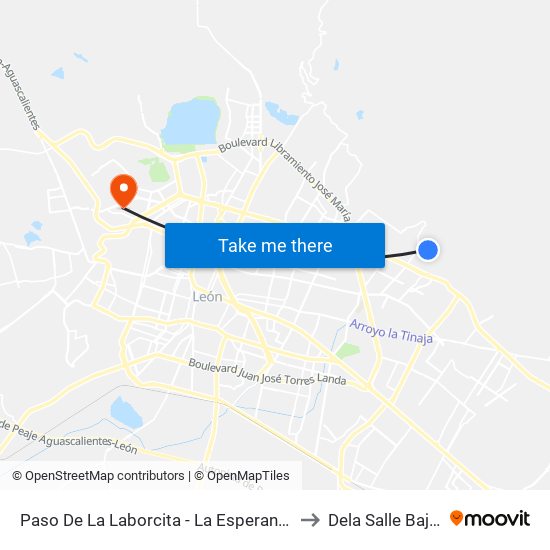 Paso De La Laborcita - La Esperanza to Dela Salle Bajio map