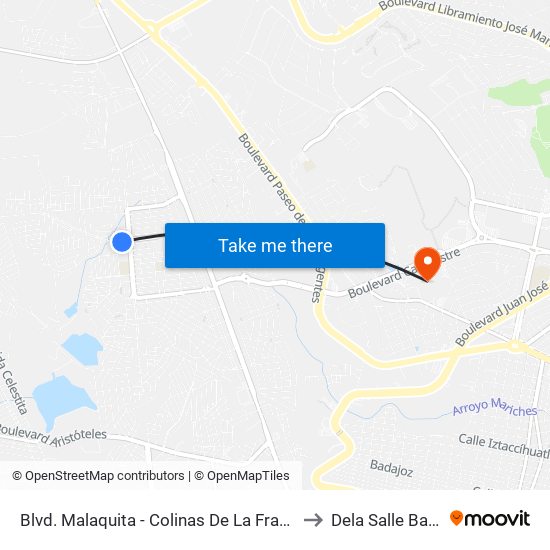 Blvd. Malaquita - Colinas De La Fragua to Dela Salle Bajio map