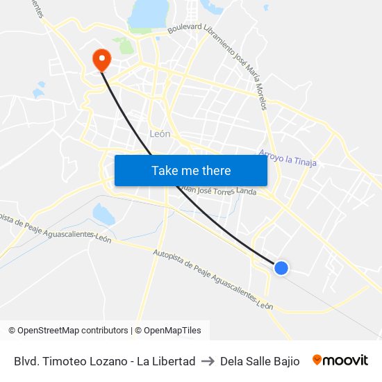 Blvd. Timoteo Lozano - La Libertad to Dela Salle Bajio map