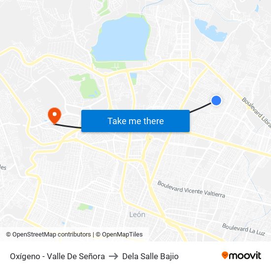 Oxígeno - Valle De Señora to Dela Salle Bajio map