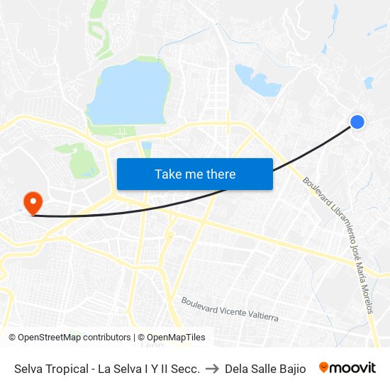 Selva Tropical - La Selva I Y II Secc. to Dela Salle Bajio map