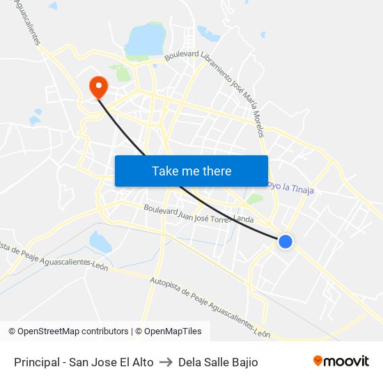Principal - San Jose El Alto to Dela Salle Bajio map