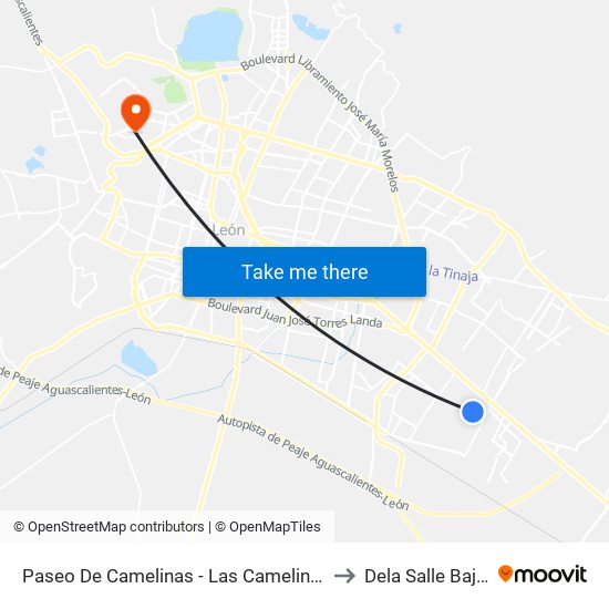 Paseo De Camelinas - Las Camelinas to Dela Salle Bajio map