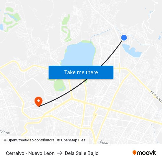 Cerralvo - Nuevo Leon to Dela Salle Bajio map