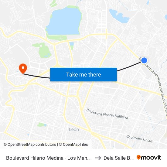 Boulevard Hilario Medina - Los Manantiales to Dela Salle Bajio map