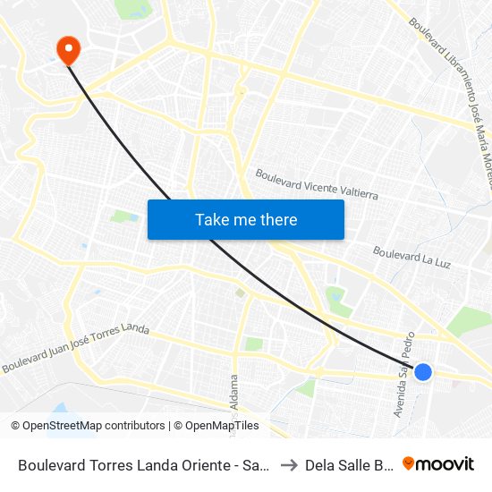 Boulevard Torres Landa Oriente - San Isidro to Dela Salle Bajio map