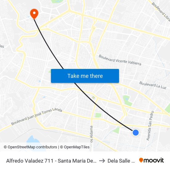Alfredo Valadez 711 - Santa María Del Granjeno to Dela Salle Bajio map