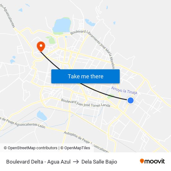 Boulevard Delta - Agua Azul to Dela Salle Bajio map