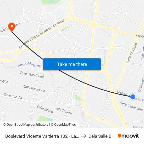 Boulevard Vicente Valtierra 102 - La Brisa to Dela Salle Bajio map