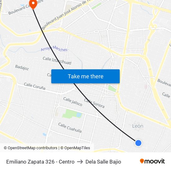 Emiliano Zapata 326 - Centro to Dela Salle Bajio map