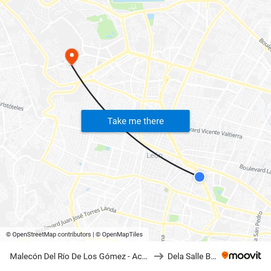 Malecón Del Río De Los Gómez - Acropolis to Dela Salle Bajio map