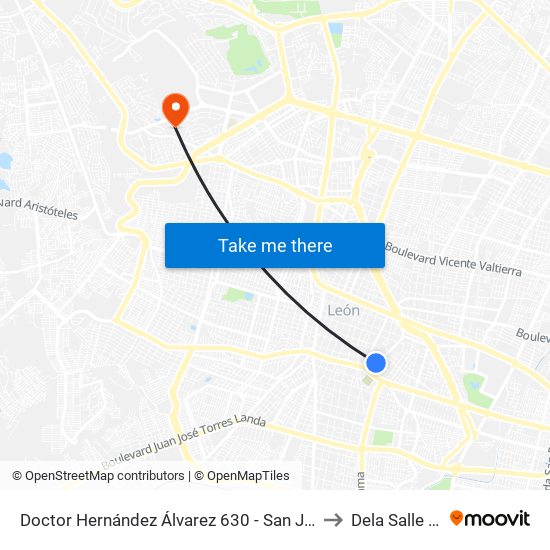 Doctor Hernández Álvarez 630 - San Juan De Dios to Dela Salle Bajio map