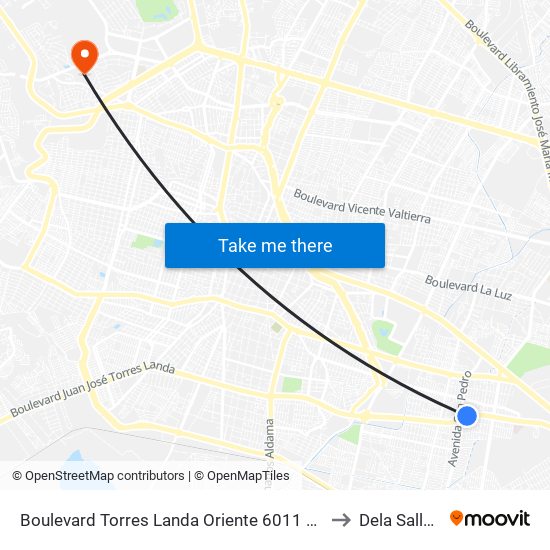 Boulevard Torres Landa Oriente  6011 Jardines De Jerez to Dela Salle Bajio map