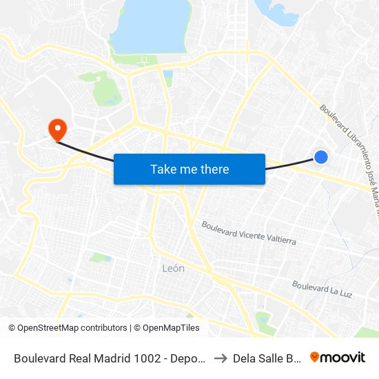 Boulevard Real Madrid 1002 - Deportiva II to Dela Salle Bajio map