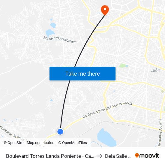 Boulevard Torres Landa Poniente - Campo Verde to Dela Salle Bajio map