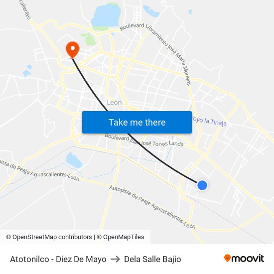 Atotonilco  -  Diez De Mayo to Dela Salle Bajio map