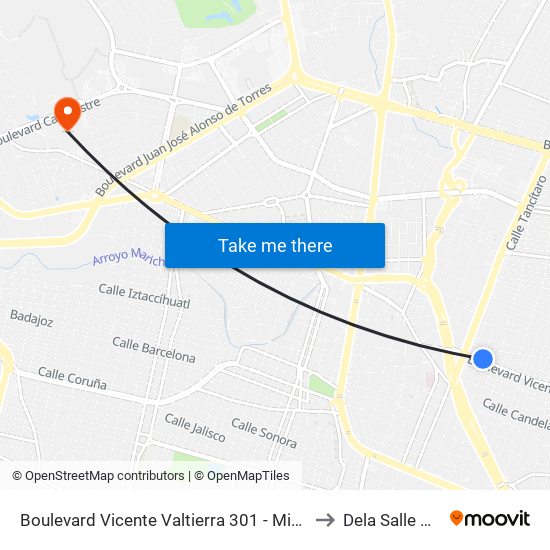 Boulevard Vicente Valtierra 301 -  Michoacán to Dela Salle Bajio map