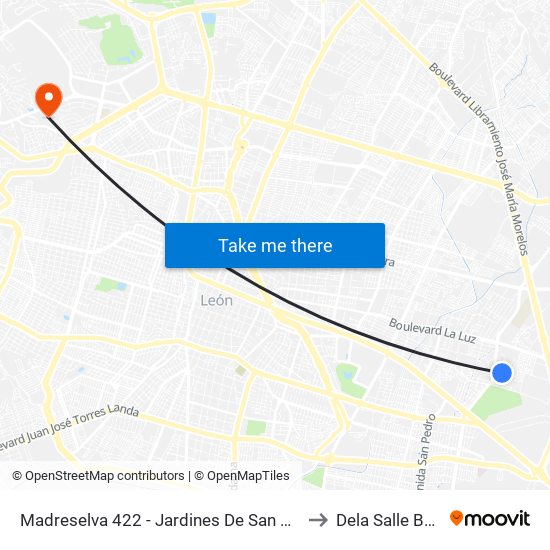 Madreselva 422 - Jardines De San Pedro to Dela Salle Bajio map