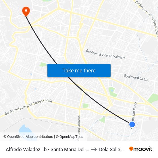 Alfredo Valadez Lb -  Santa María Del Granjeno to Dela Salle Bajio map