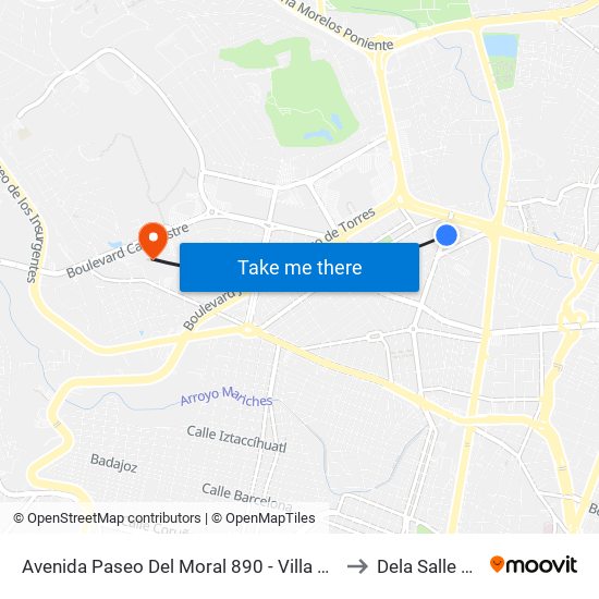 Avenida Paseo Del Moral 890 -  Villa Del Juncal to Dela Salle Bajio map