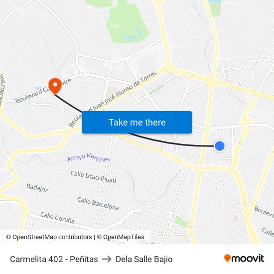 Carmelita 402 -  Peñitas to Dela Salle Bajio map
