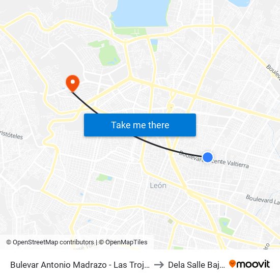Bulevar Antonio Madrazo -  Las Trojes to Dela Salle Bajio map