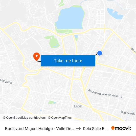 Boulevard Miguel Hidalgo -  Valle Del Sol to Dela Salle Bajio map