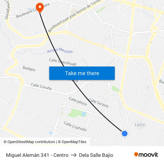 Miguel Alemán 341 -  Centro to Dela Salle Bajio map