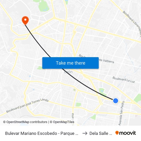 Bulevar Mariano Escobedo -  Parque Manzanares to Dela Salle Bajio map