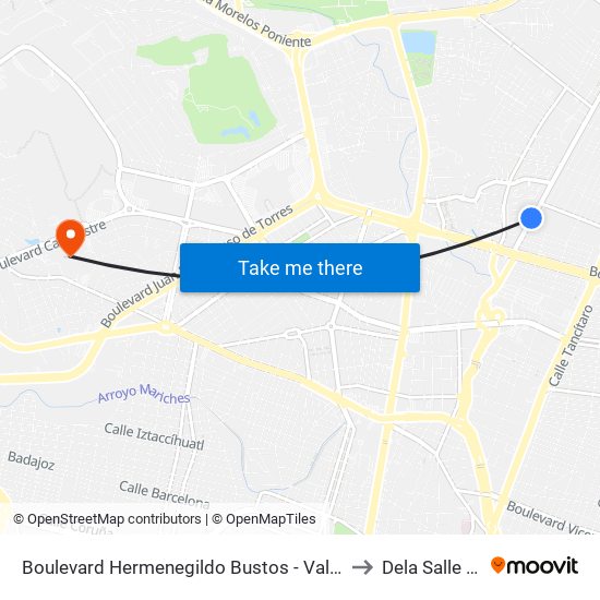 Boulevard Hermenegildo Bustos  -  Valle Del Moral to Dela Salle Bajio map
