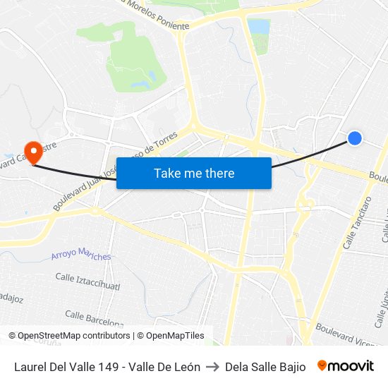 Laurel Del Valle 149 -  Valle De León to Dela Salle Bajio map