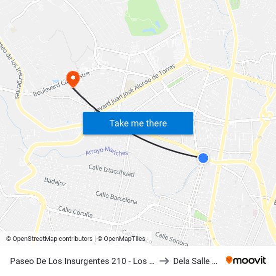 Paseo De Los Insurgentes 210 -  Los Paraísos to Dela Salle Bajio map