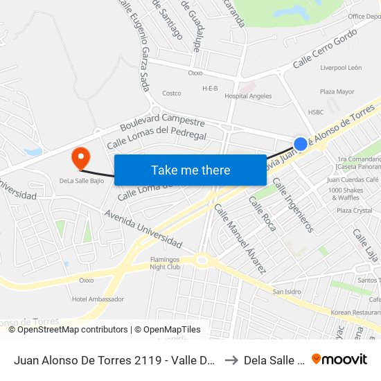 Juan Alonso De Torres 2119 -  Valle Del Campestre to Dela Salle Bajio map